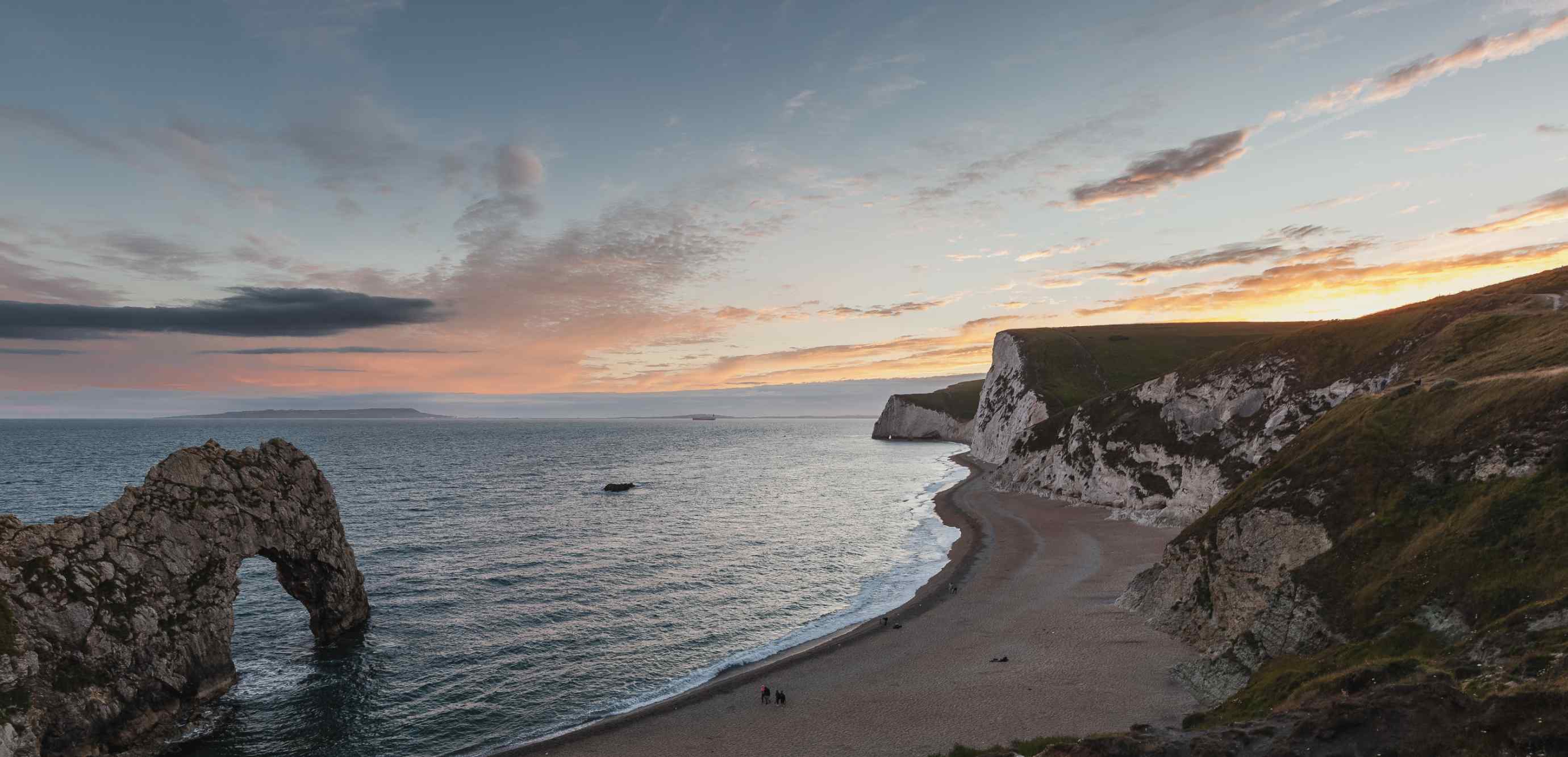 Durdle Door at sunset, Dorset coastline